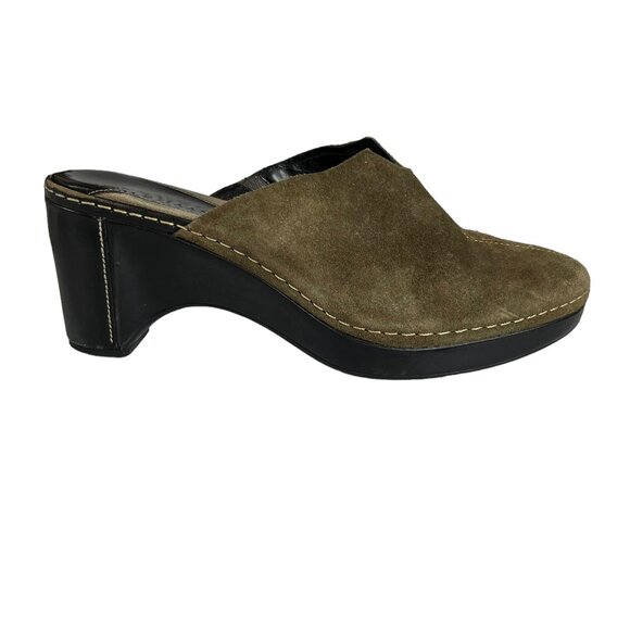 Cole Haan Womens Mules Clogs Leather Suede Khaki Slip On Size 8.5 B - Picture 5 of 13